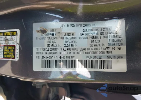 2007 Mazda Cx-9 Sport из США, поврежденный, VIN JM3TB38Y170109698